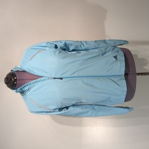 Adidas wind breaker size large light blue in color